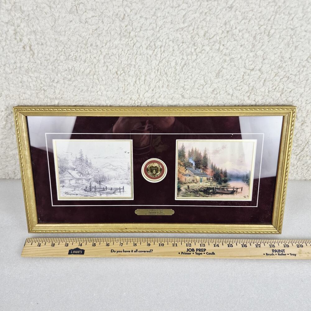 Thomas Kinkade A Perfect Day Beginning to End Gold Frame Signed Art Piece & COA - Picture 2 of 10